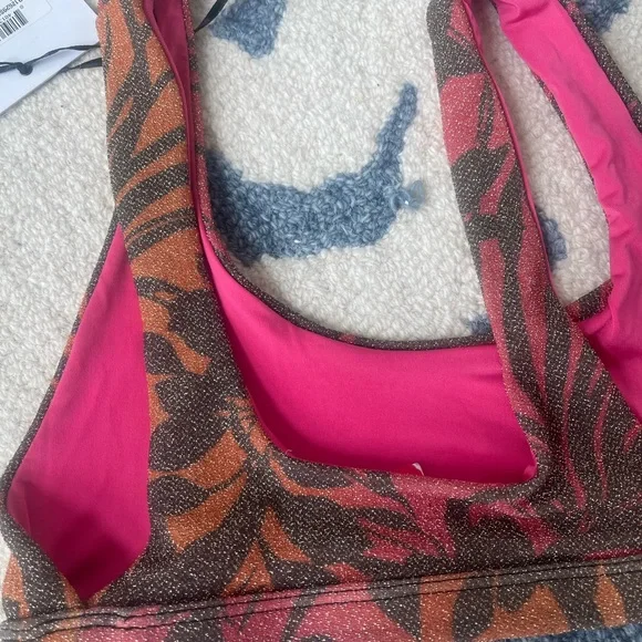 NWT Beach Riot Pink and Brown Bikini Set - Picture 2 of 7